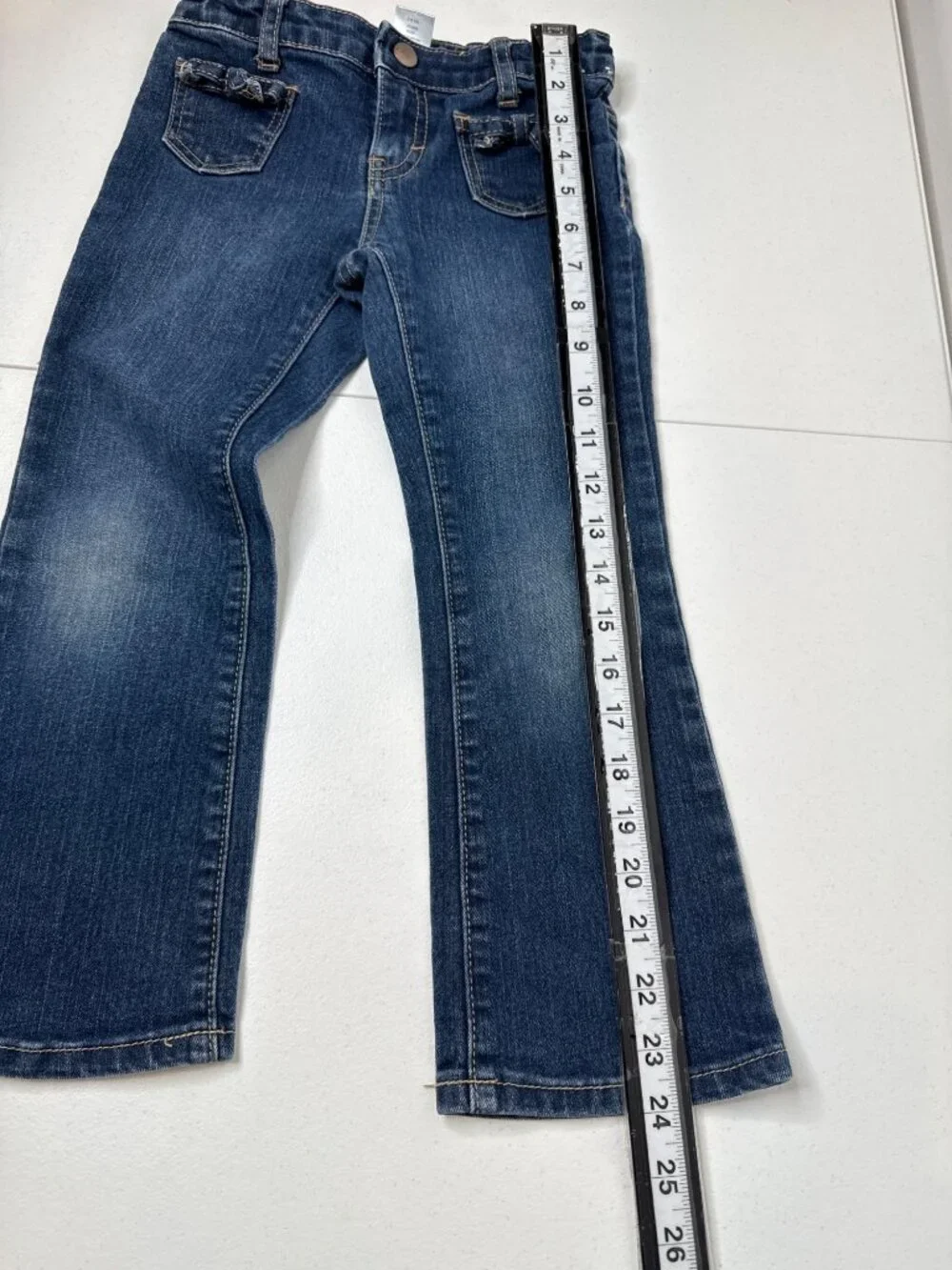 Gymboree Girls Jeans Size 5 Bootcut Dark Wash Bow Pocket Denim Pants